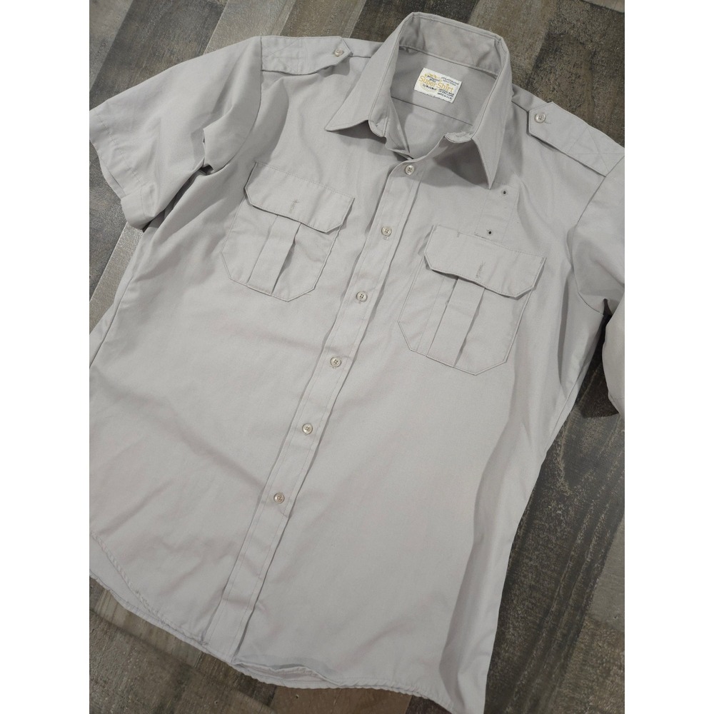 Vintage 70s Super Shirt by Work Wear Men's XL Gray Utility Workshirt USA Made